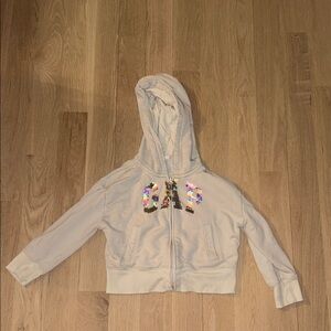 GAP Cream Hooded Zip Jacket with Reversible Sequin Logo